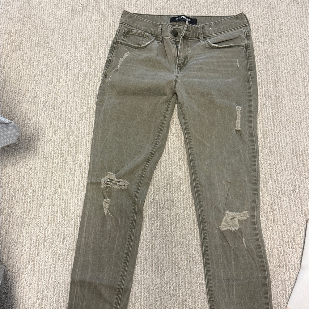 Express Olive Green Denim